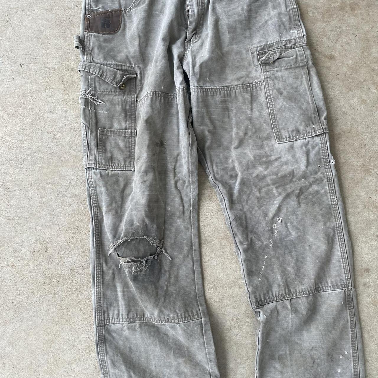 distressed wrangler riggs work pants tagged 34x 34... - Depop