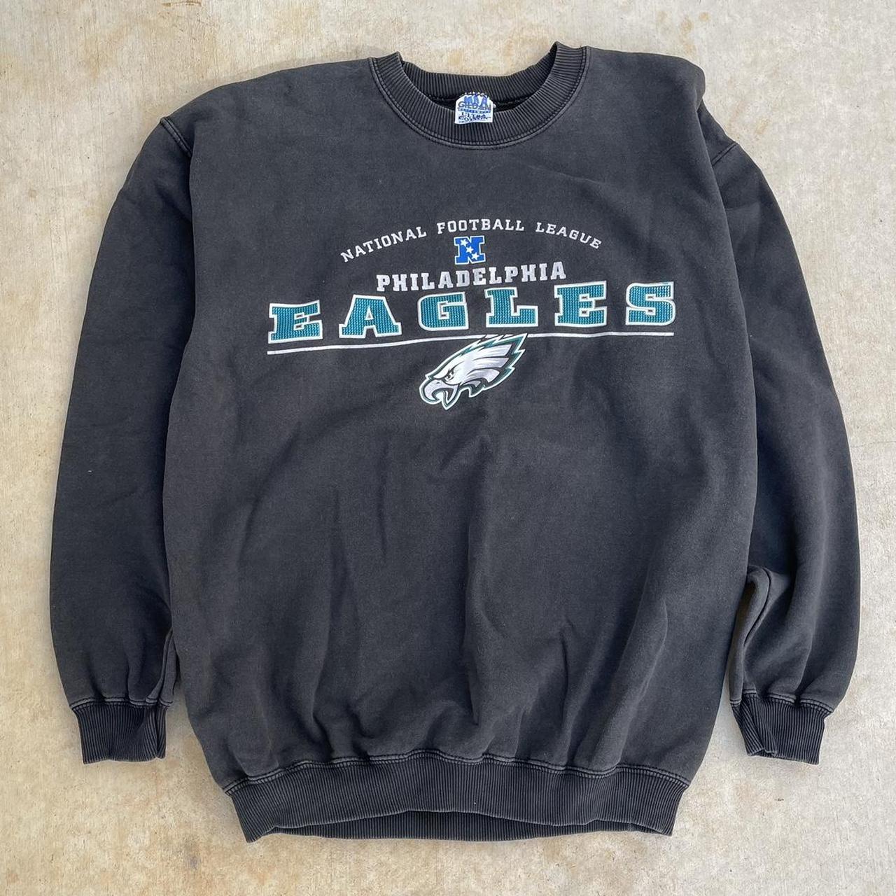 vintage eagles nfl crewneck tag is cut fits L good... - Depop