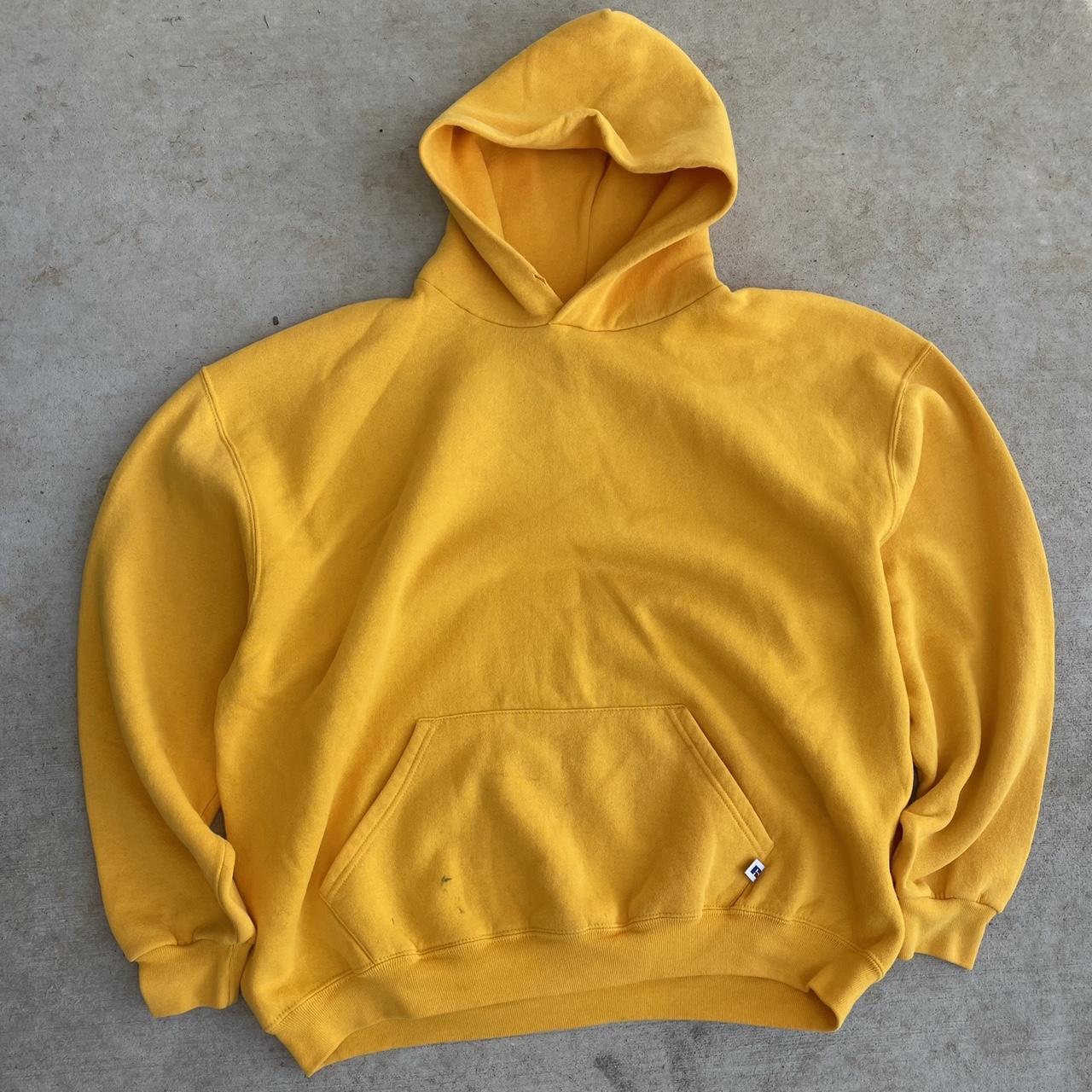 vintage 90s mustard yellow russell blank tagged xxl... - Depop