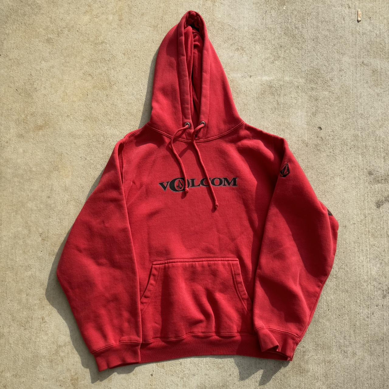 90s/y2k red volcom hoodie tag is faded fits s good... - Depop
