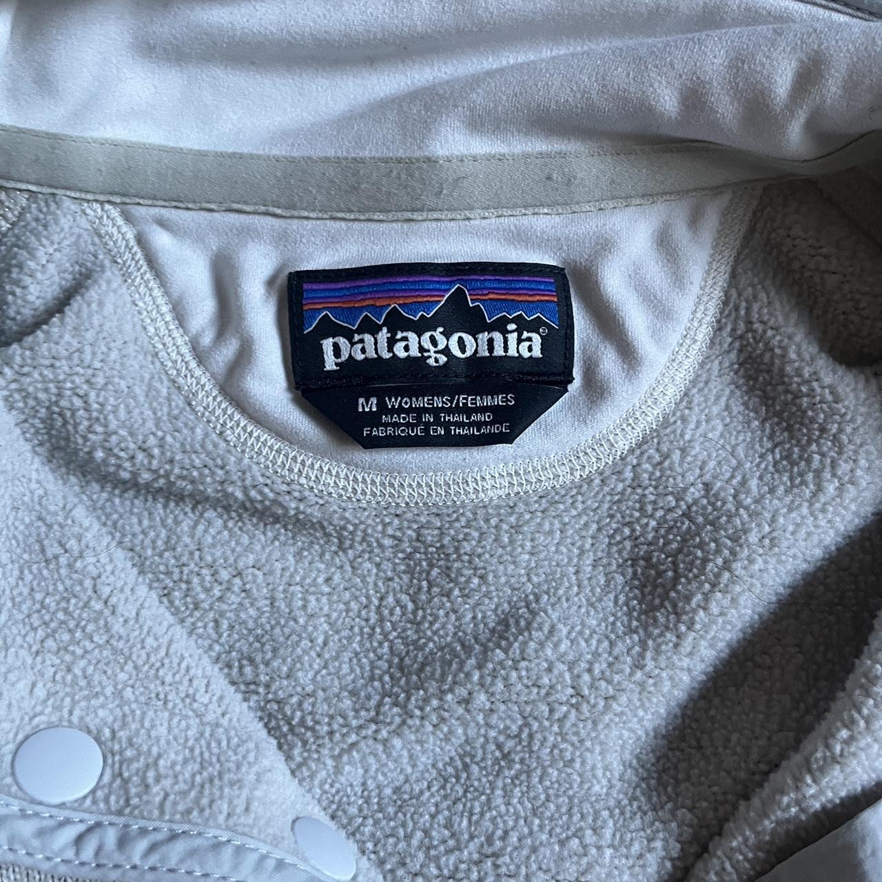 Womens cream colored Patagonia fleece quarter button... - Depop