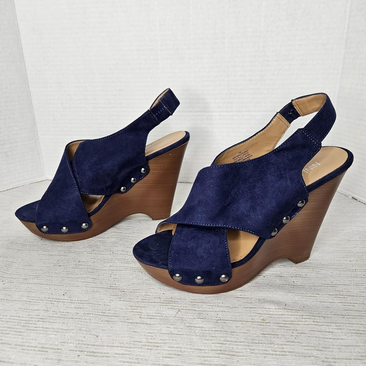 Navy suede wedge sandals hotsell