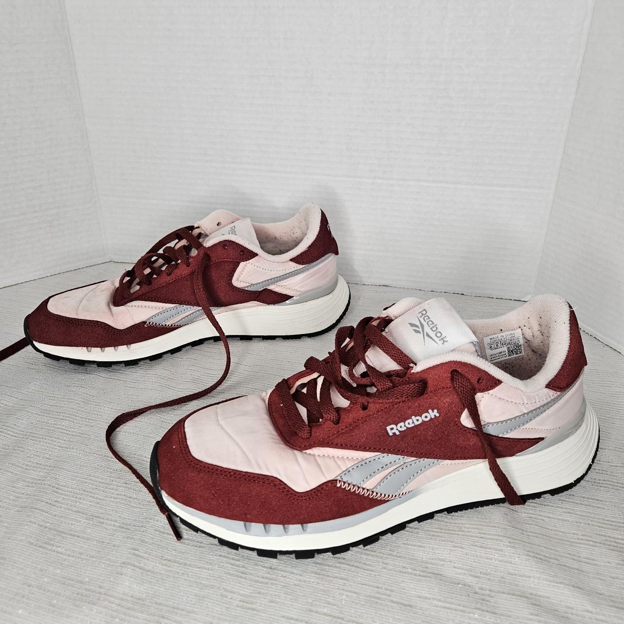 Men s Reebok burgundy sneakers. Not sure if the pink