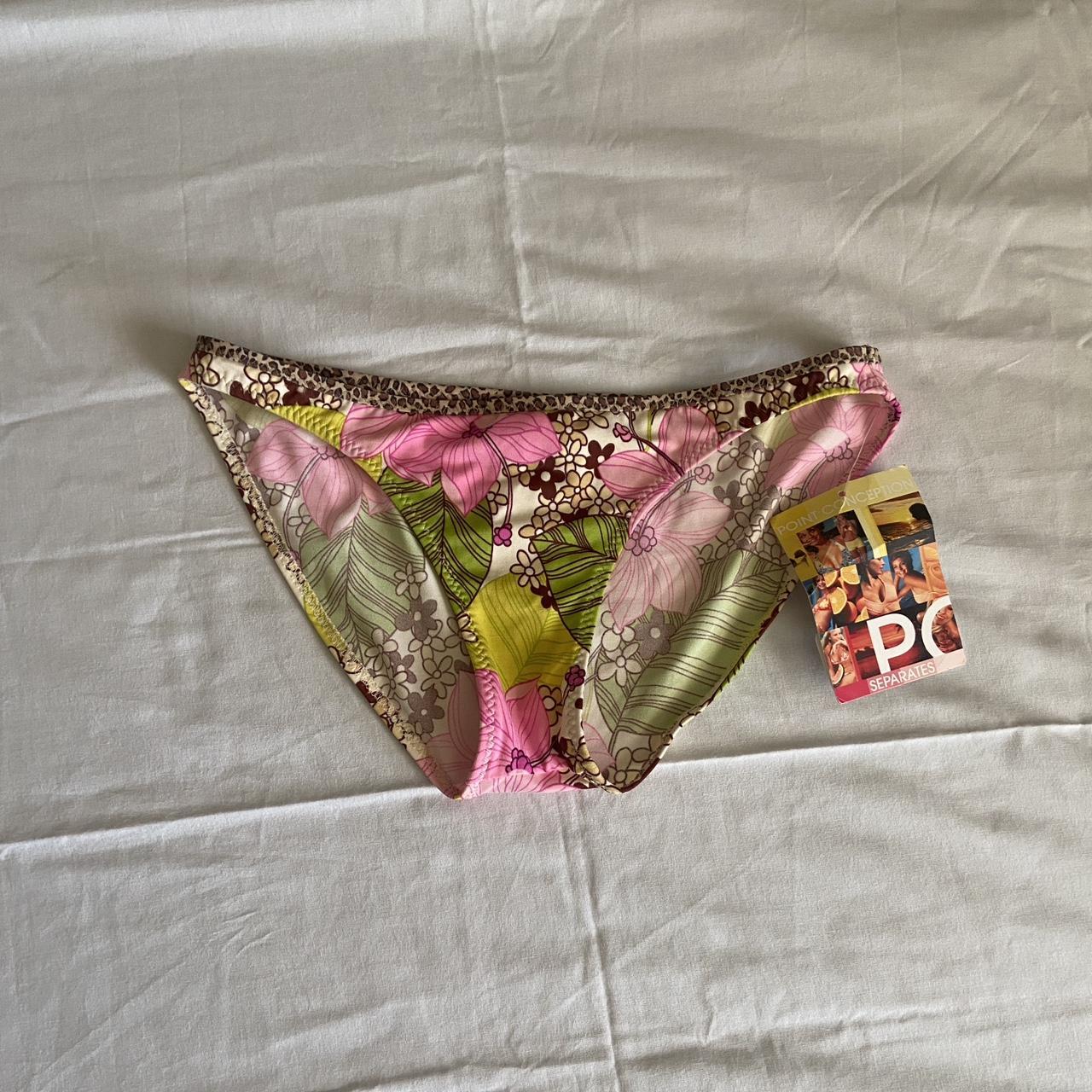 Floral bikini bottoms. Size L, and originally priced... - Depop