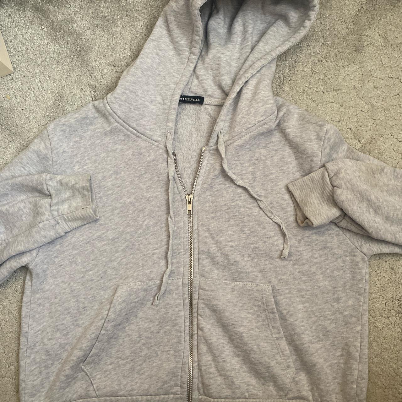 Brandy melvile grey cropped zip up - Depop