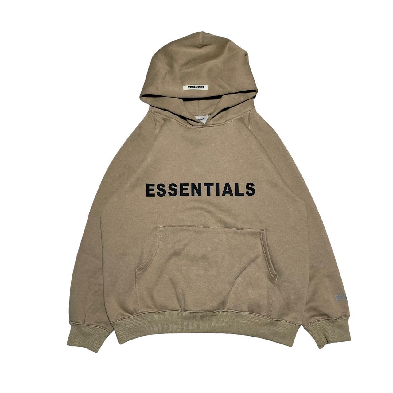 Essentials Men's Cream and Tan Hoodie | Depop