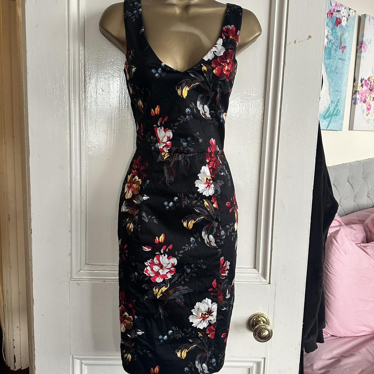 Black floral pencil dress best sale