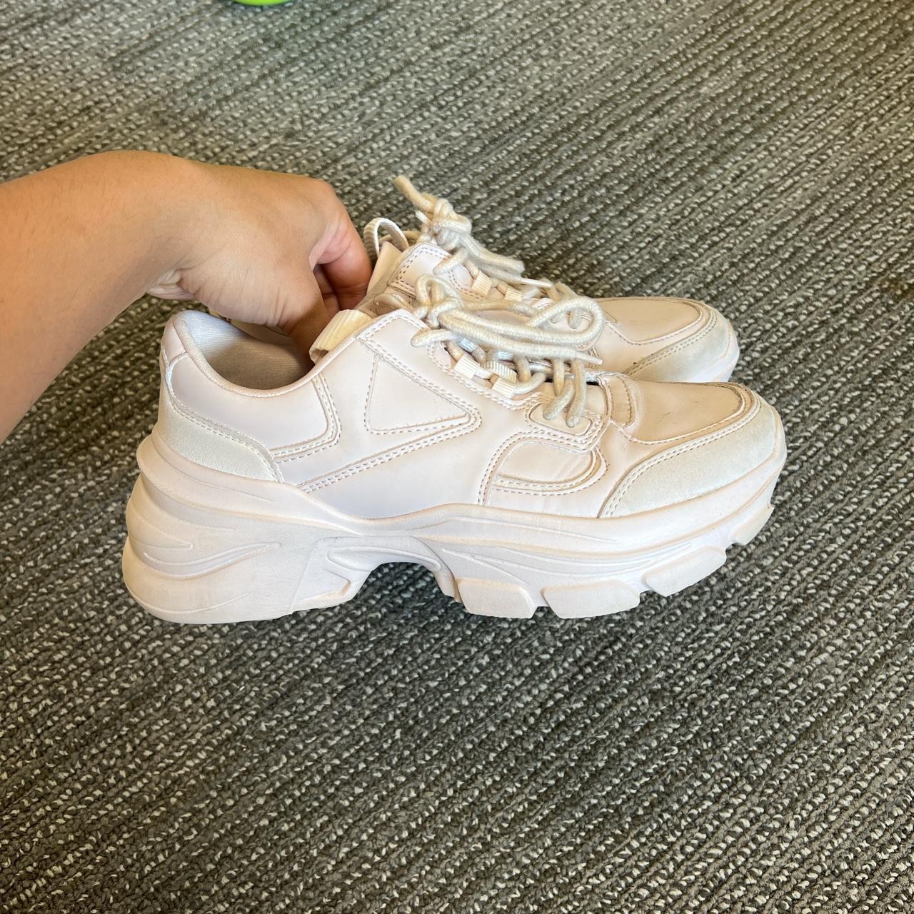 Zara baby pink chunky trainers. Very 90s sneaker and... Depop