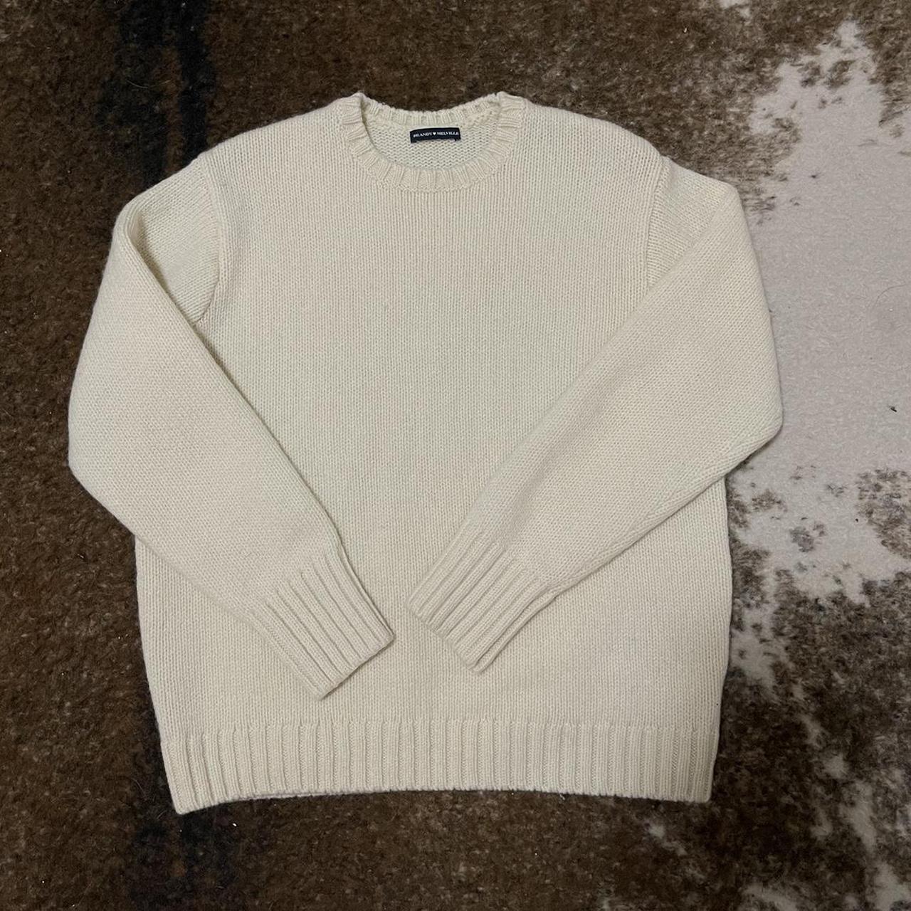 Brandy Melville Knit Wool Cream Sweater worn 2... - Depop