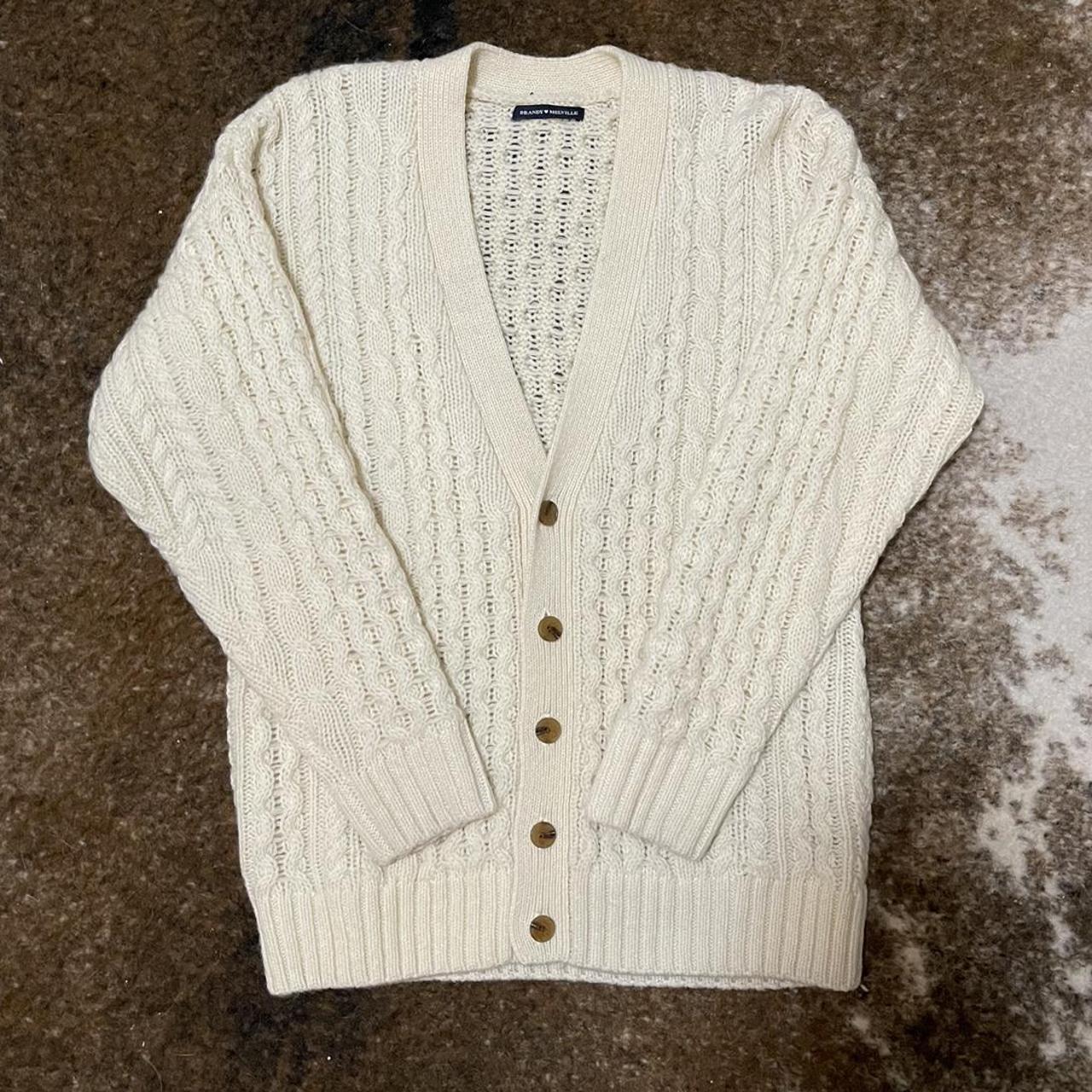 Brandy Melville Eva heavy wool cable knit cardigan... - Depop