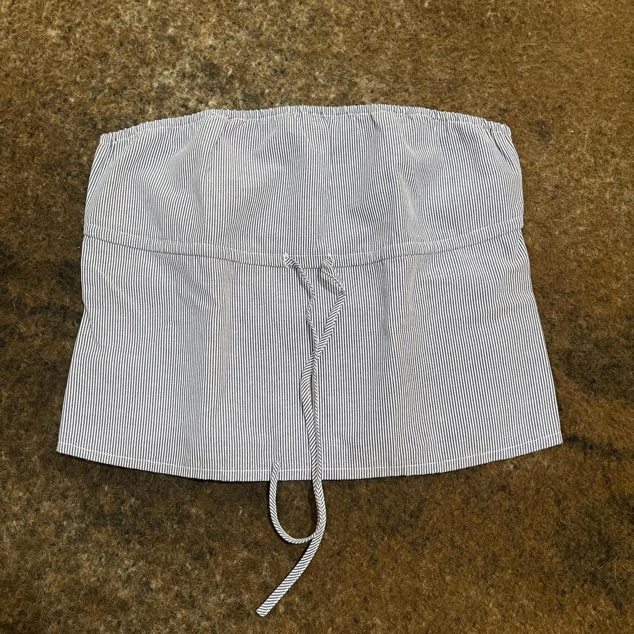 Brandy Melville Kinsley tube top in blue and white... Depop