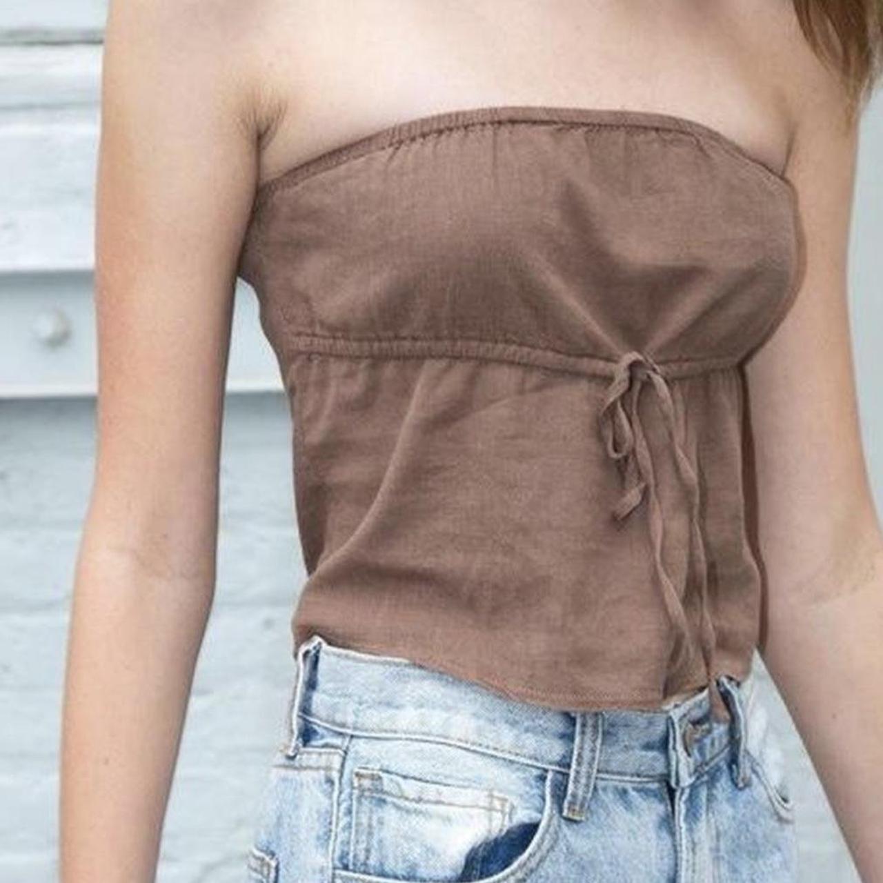 Brandy Melville Kinsley tube top in blue and white... Depop