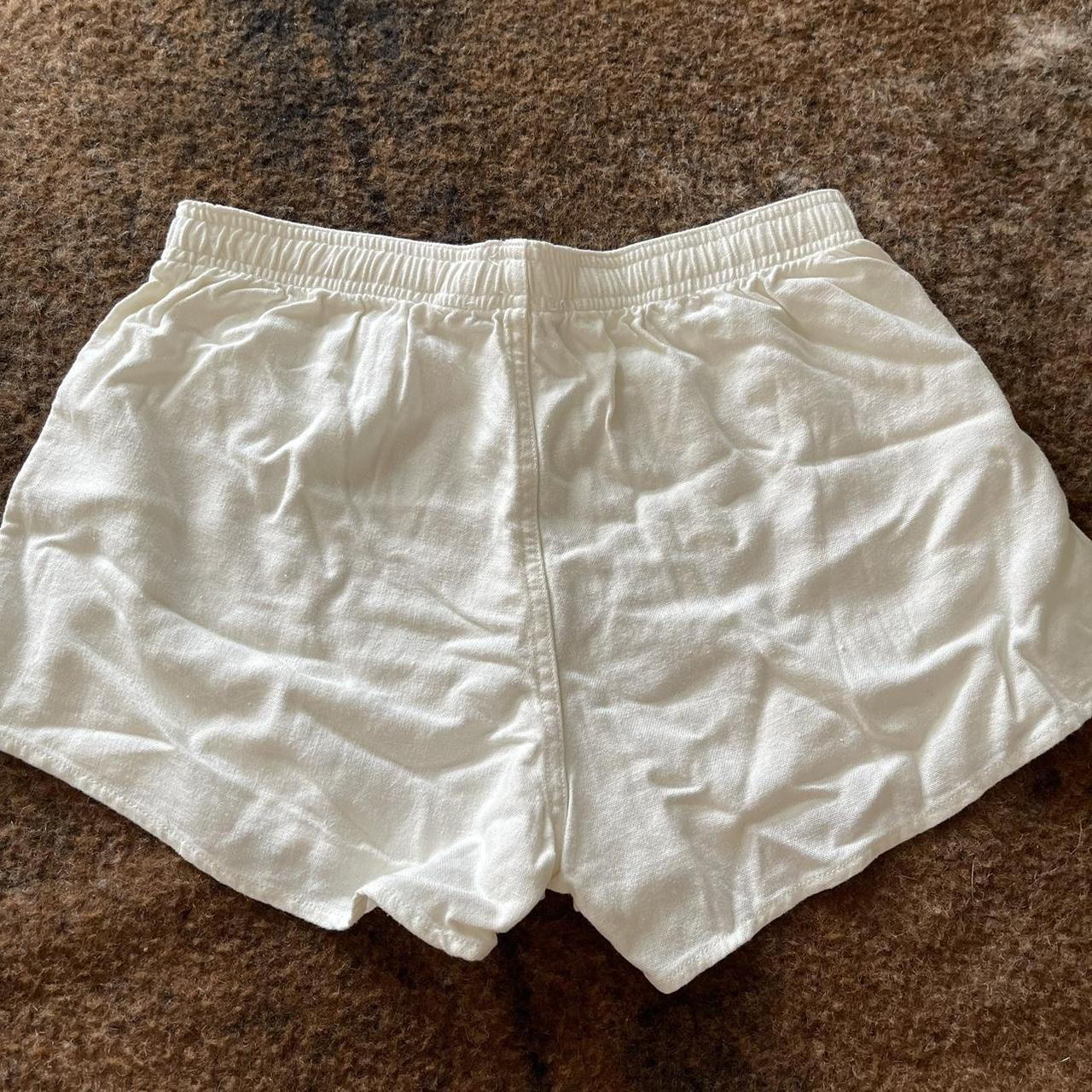 Brandy Melville white linen shorts so cute perfect... - Depop