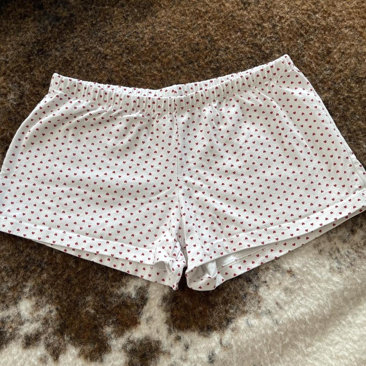 Brandy Melville sleep shorts in hearts pattern... Depop