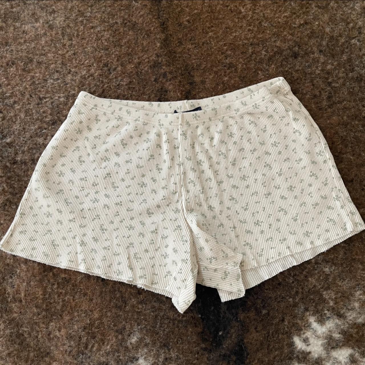 Brandy Melville waffle sleep shorts cream and green... Depop