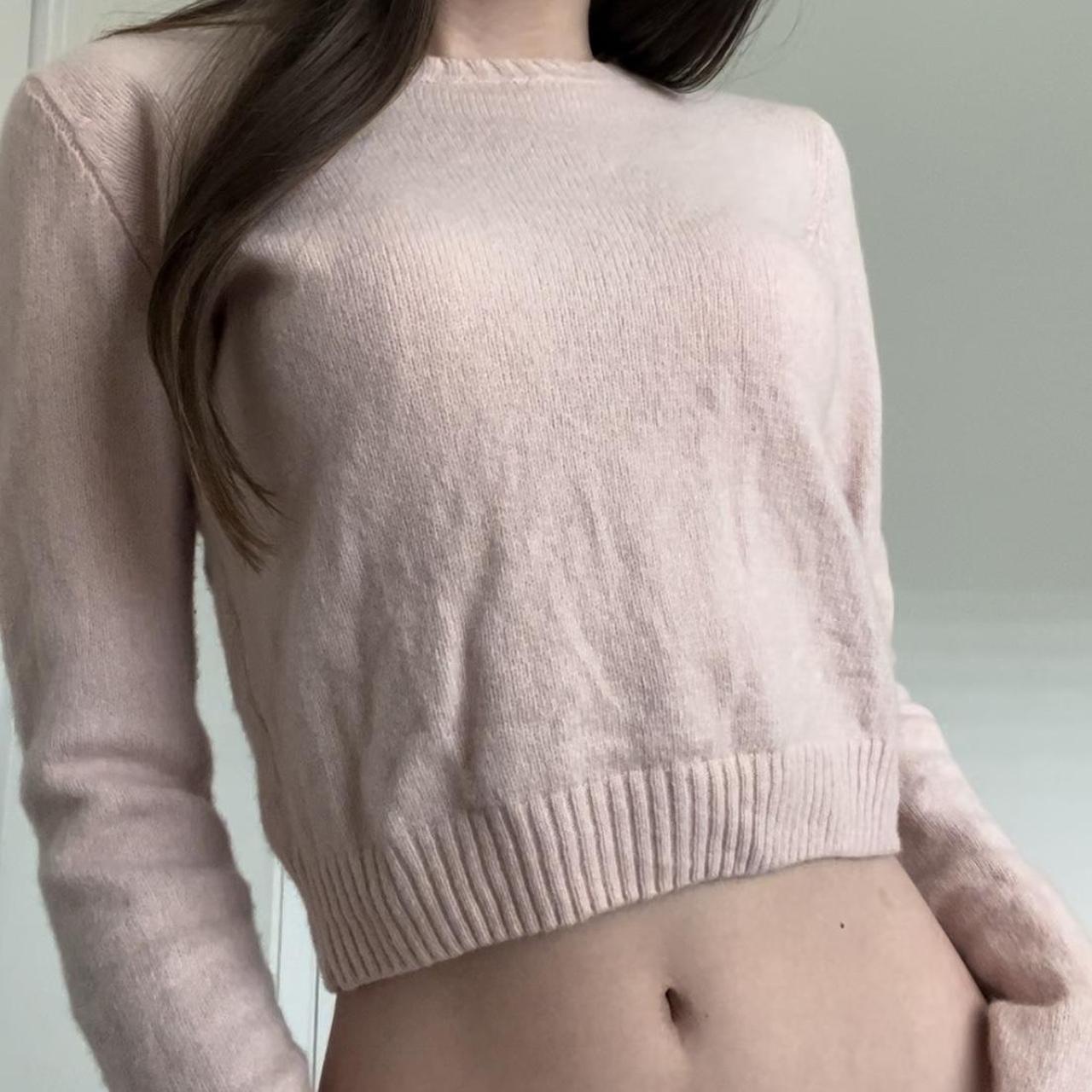Brandy Melville Baby Pink Cropped Ribbed Sweater Size Small