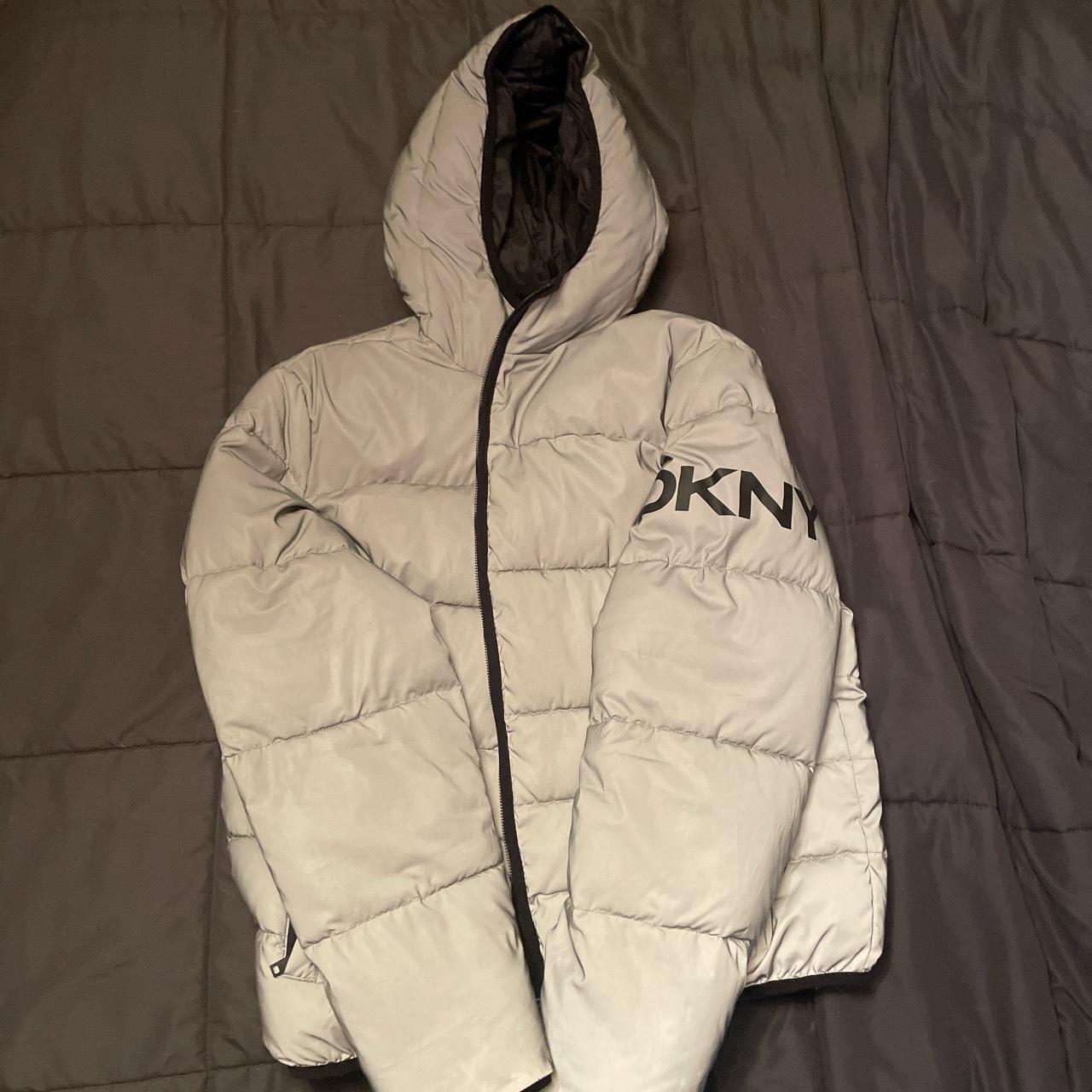 DKNY Reflective Puffer Jacket barely worn #New... - Depop