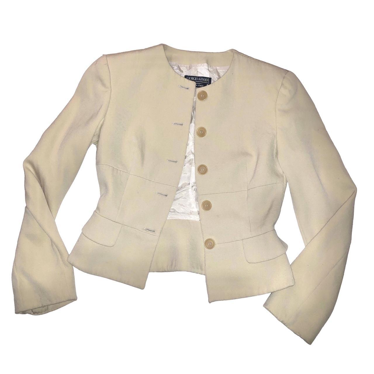 Giorgio Armani Vintage Blazer Round Neck, Long | Depop Giorgio Armani Vintage Blazer Round Neck, Long | Depop