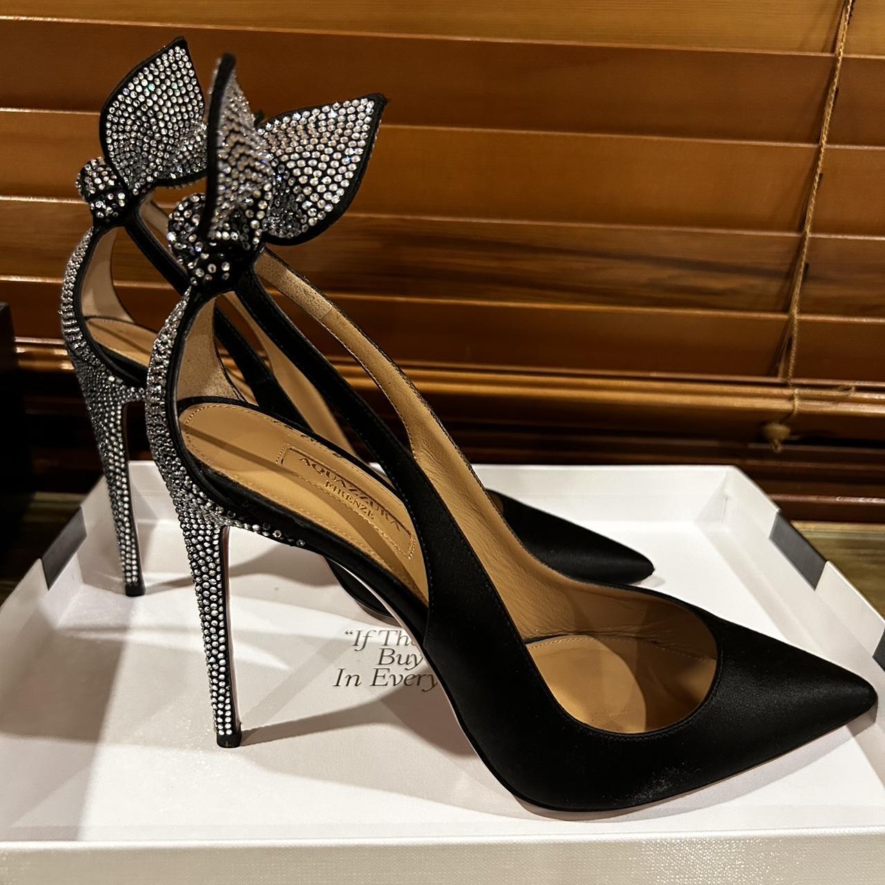国内発| AQUAZZURA Deneuve スエード バレエフラット Black Bow Tie Ballet BLACK Aquazzura@ Official