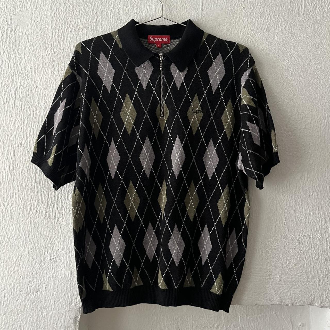 Supreme Argyle Zip Up Collared Tee. In good... - Depop