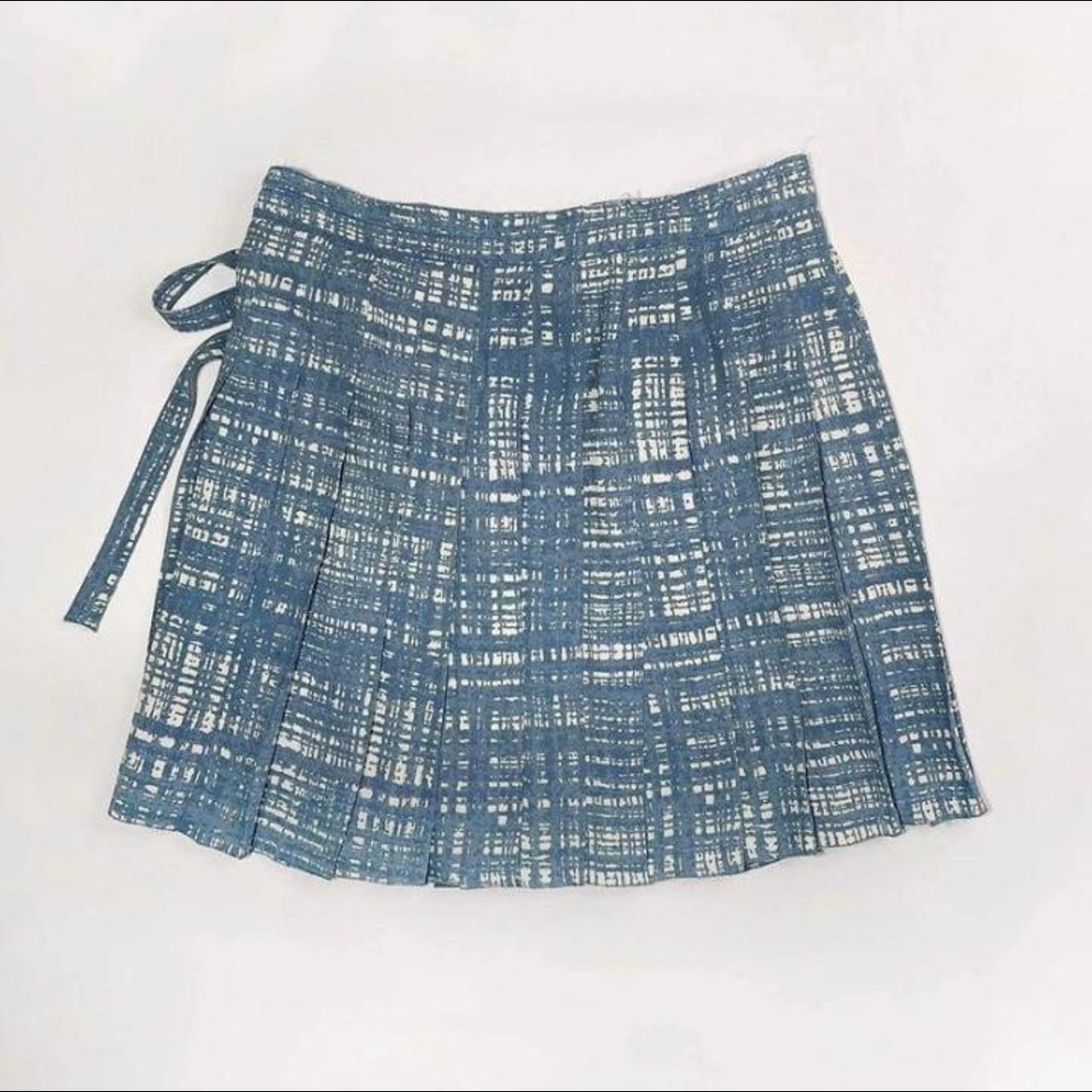 1996 Prada Spring RTW Blue Graffiti Checked Skirt. | Depop