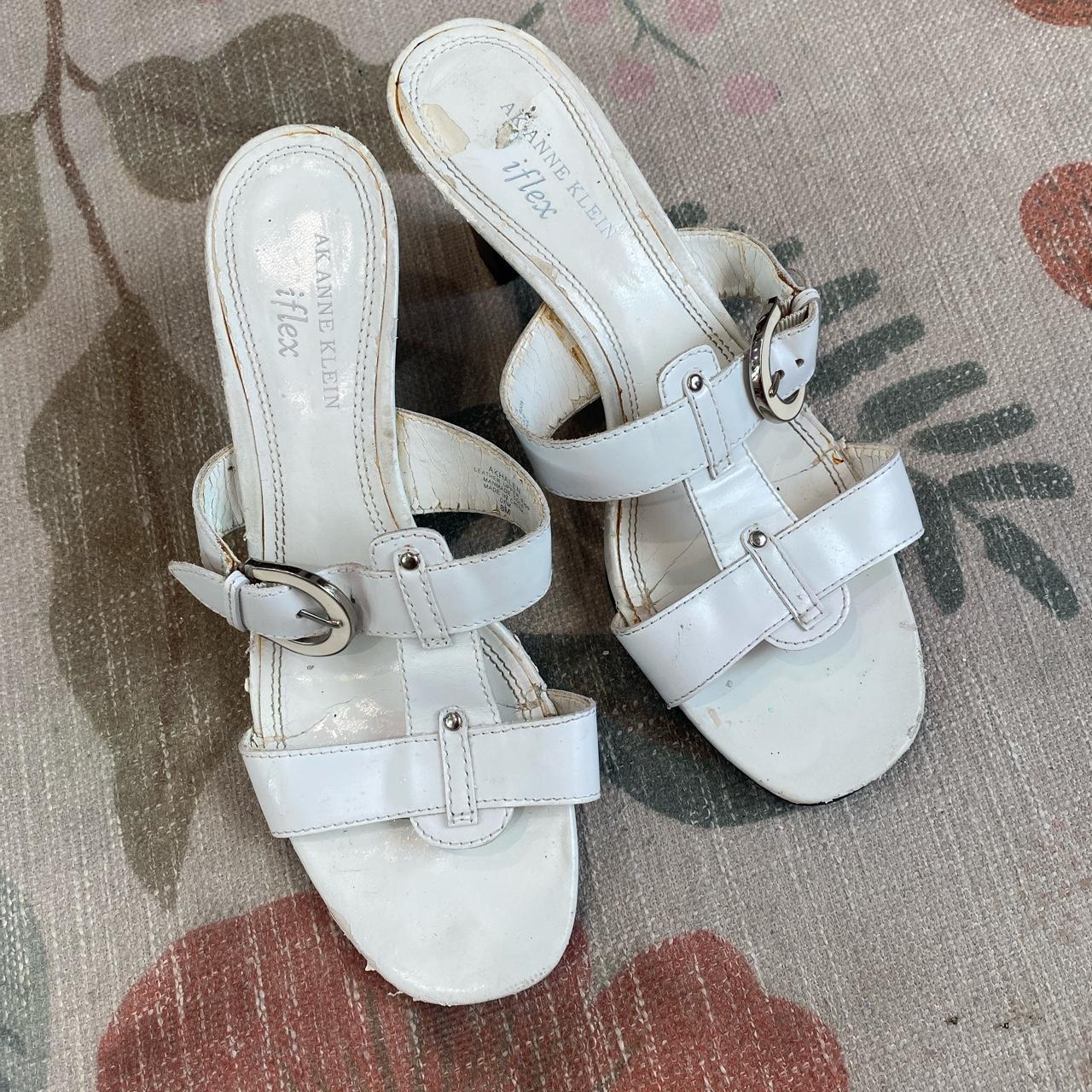 Y2K White sandal heels - Depop