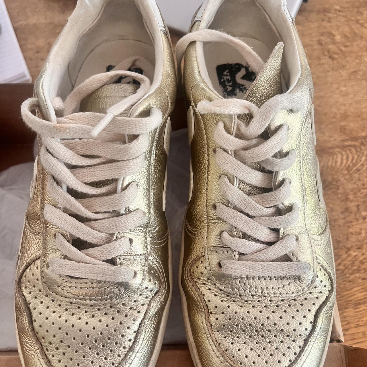 VEJA gold sneakers. V10. Size UK 5/38/7. Worn but... - Depop