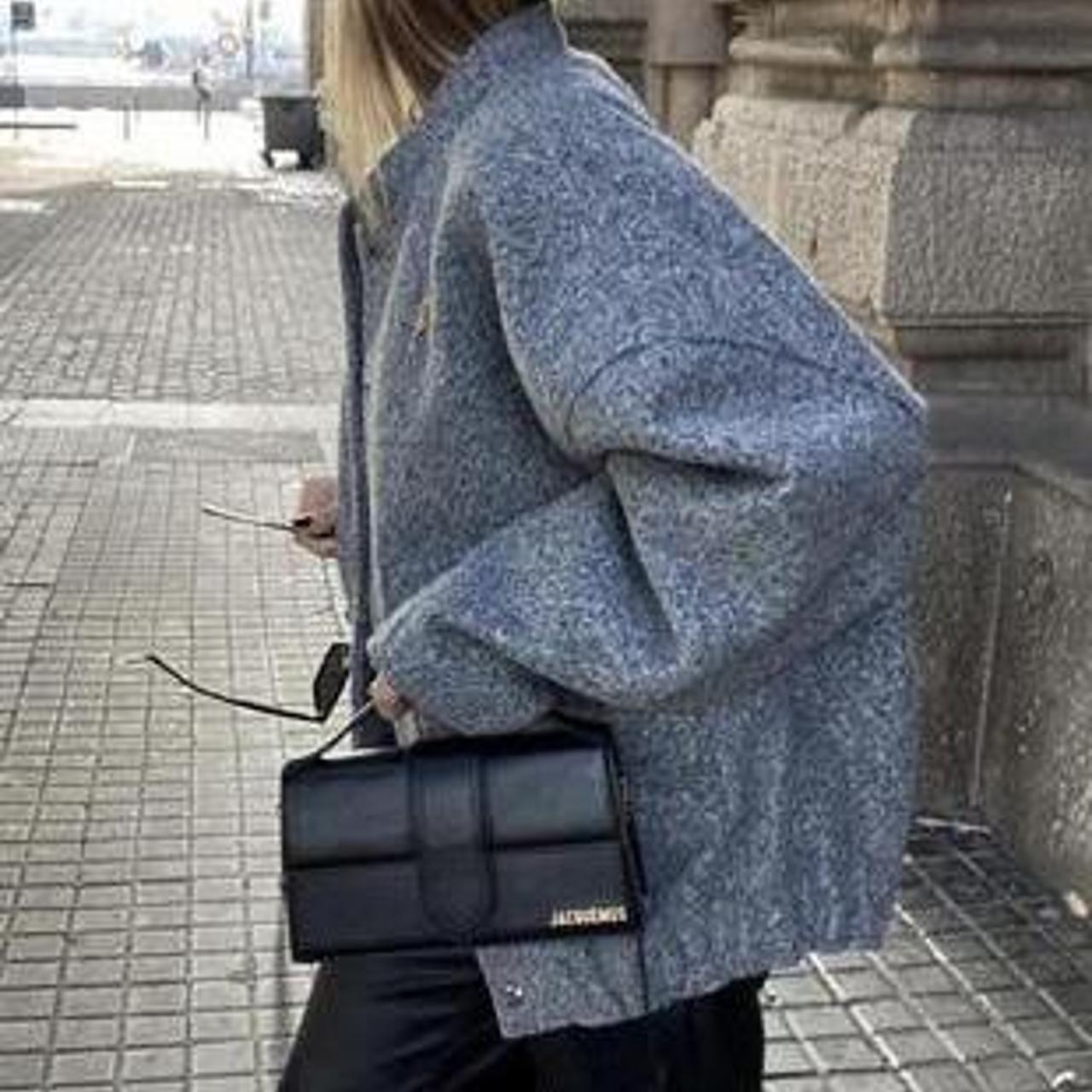 Zara grey wool bomber coat size XS Very oversized... Depop