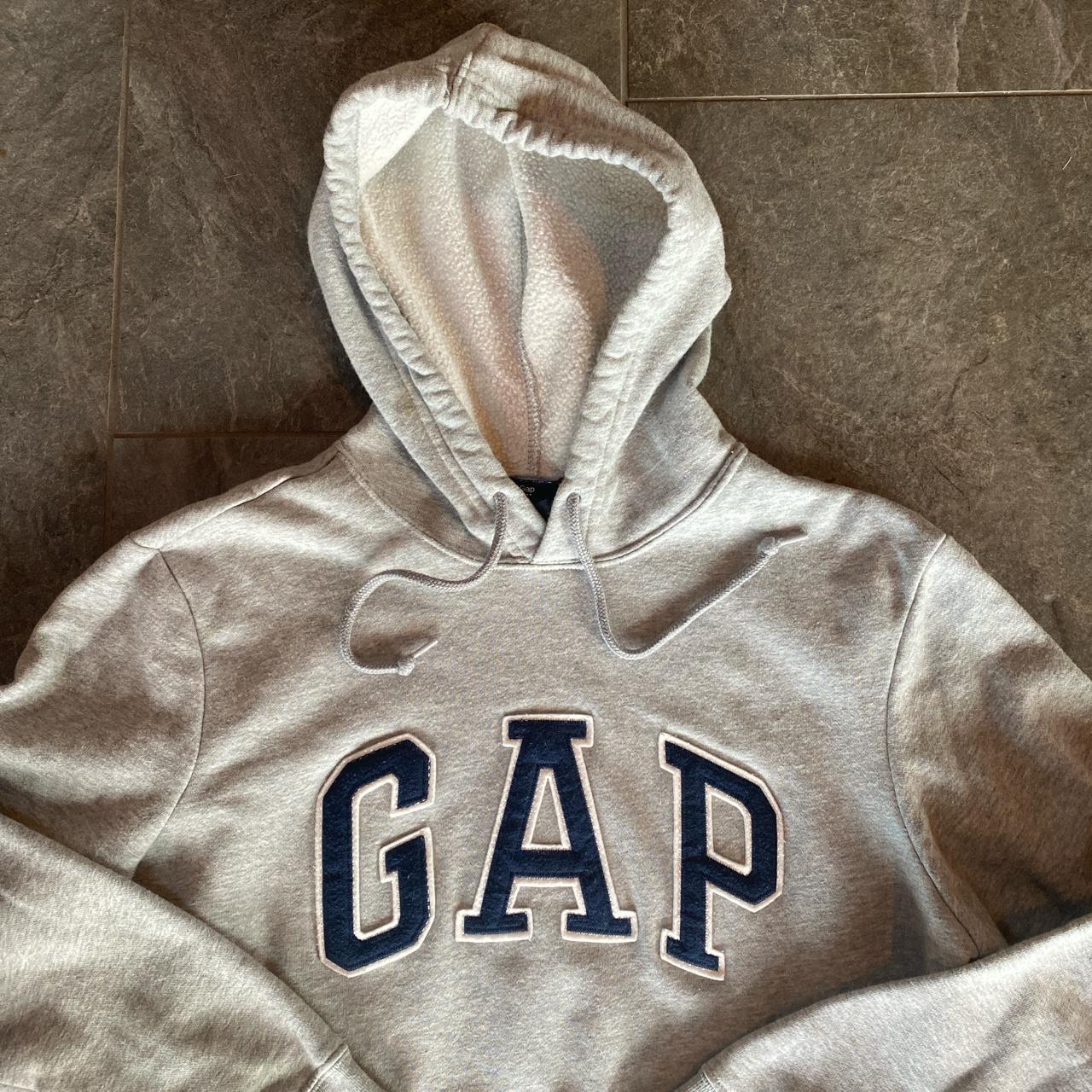 Gap gray pullover hoodie sweater sweatshirt size... - Depop