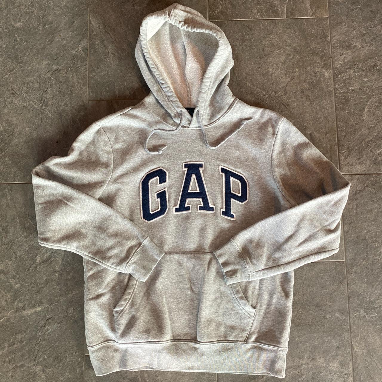 Gap gray pullover hoodie sweater sweatshirt size... - Depop