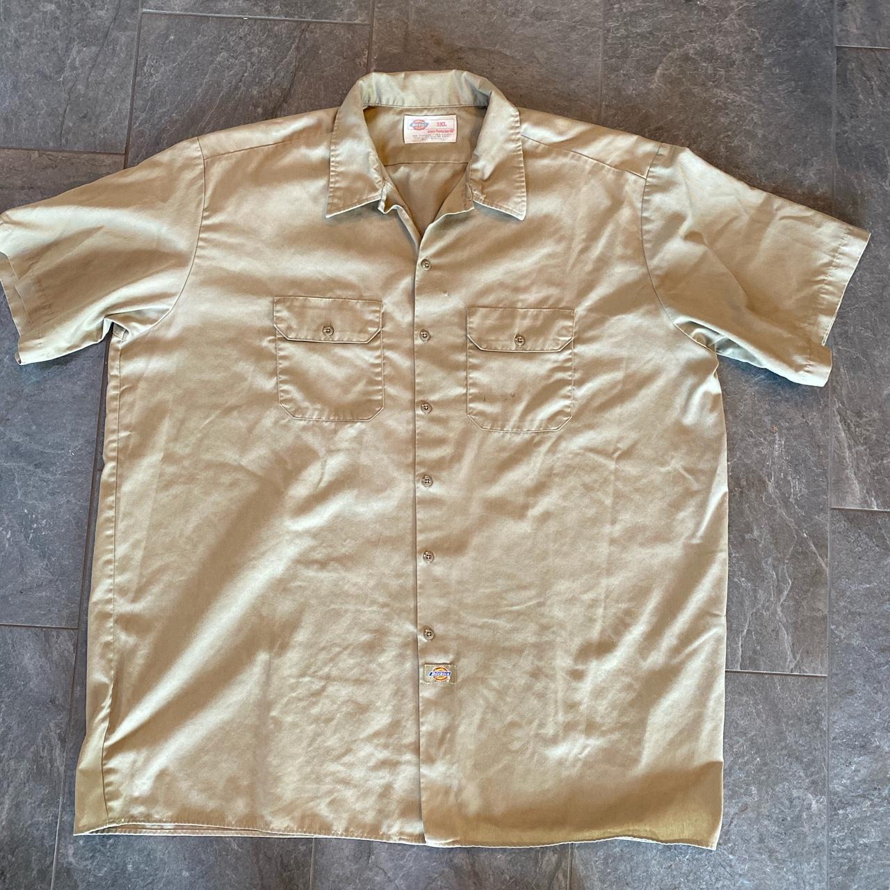 Dickies tan work shirt size 3XL. Some slight... - Depop