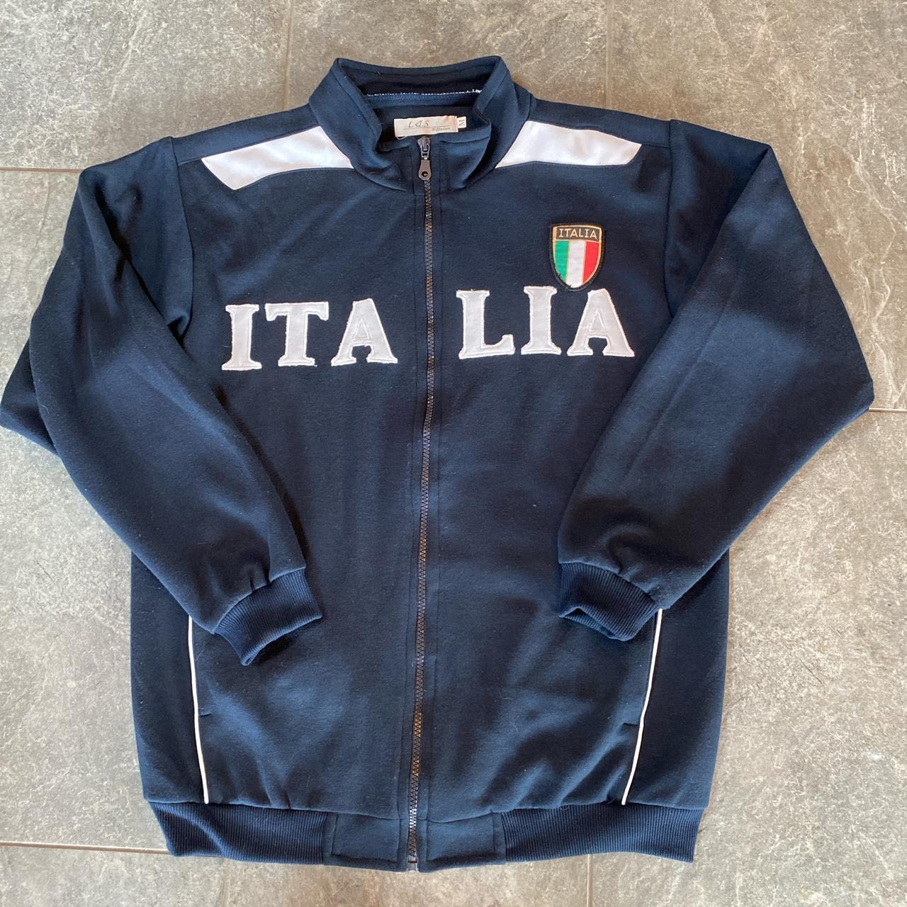 Italia #8 black zip up destination sweater... - Depop