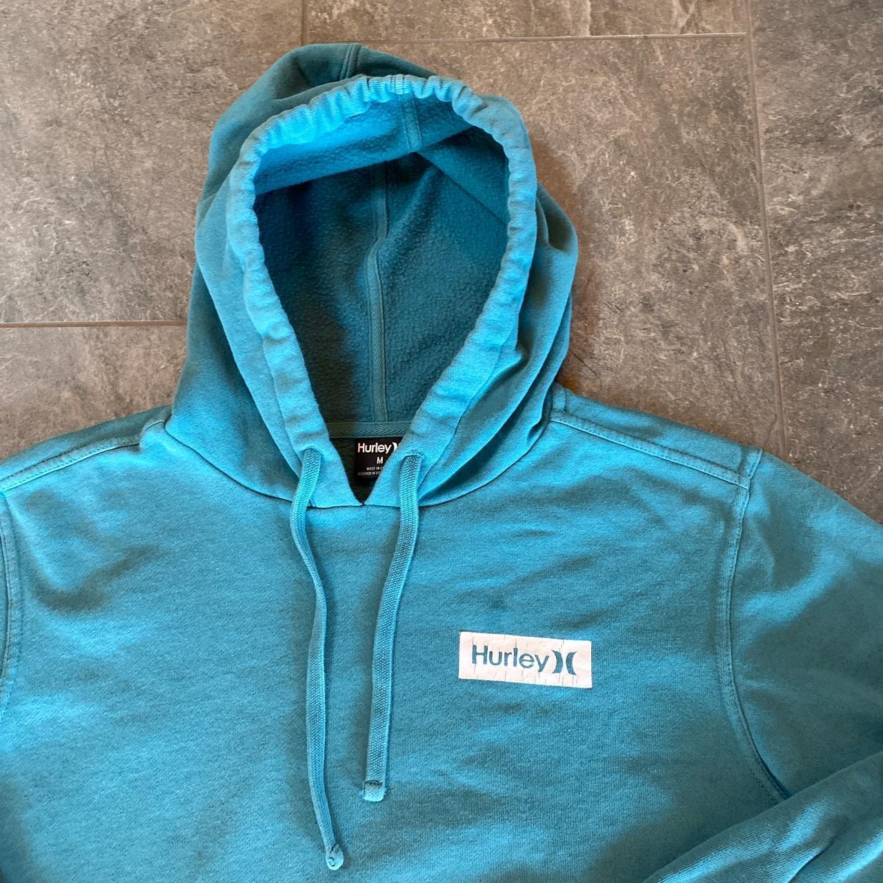 Vintage Hurley surfer hoodie teal blue California... - Depop