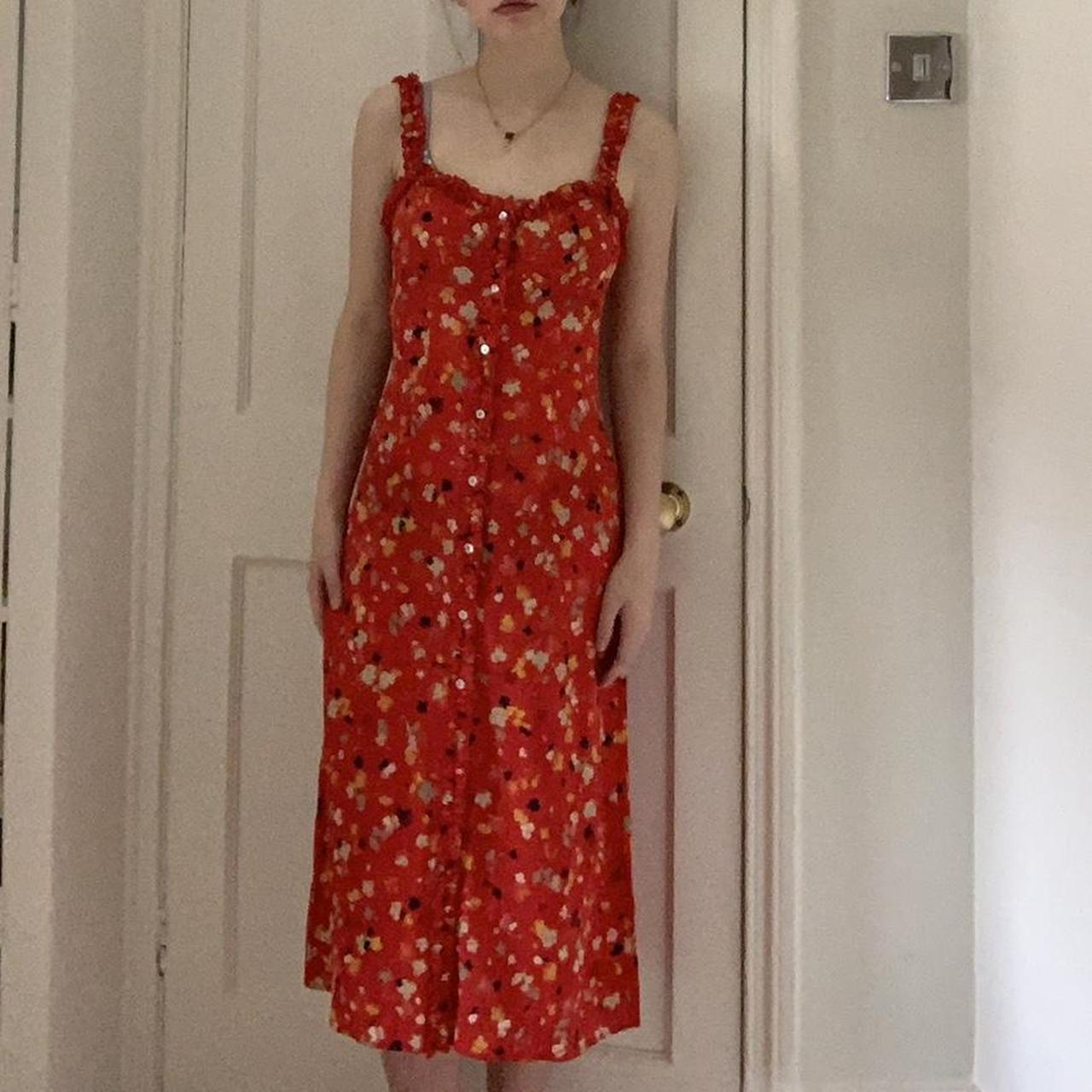 Realisation par midi dress. Red floral. 100% silk. - Depop