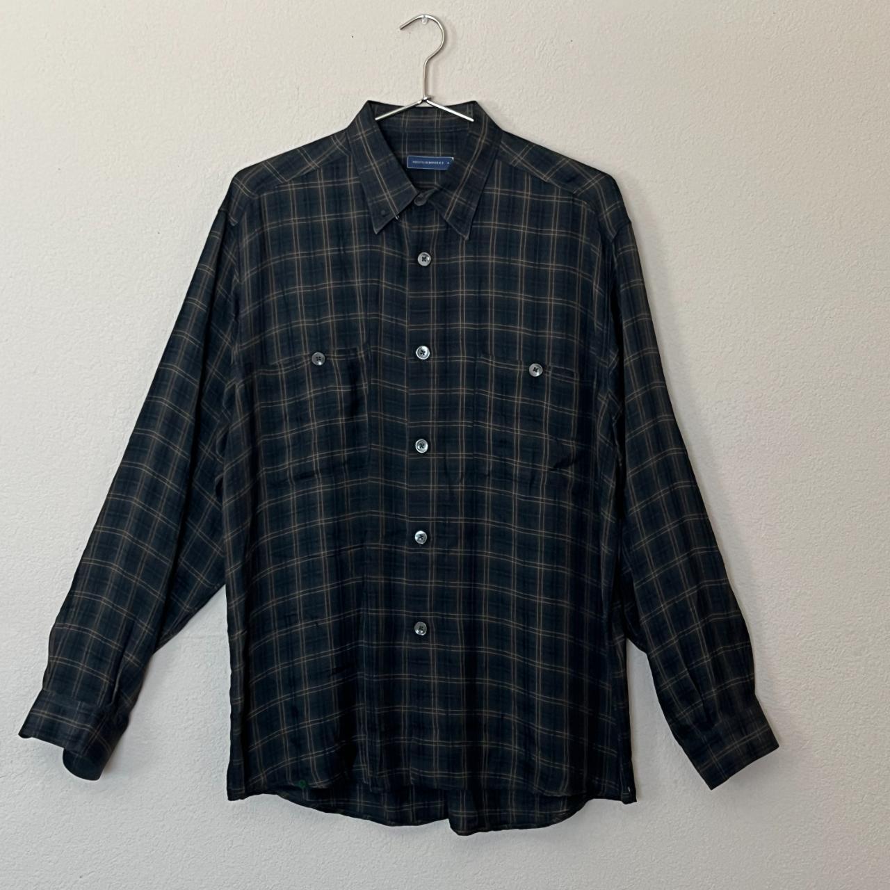 Adolfo Dominguez plaid button shirt shirt 63%... - Depop