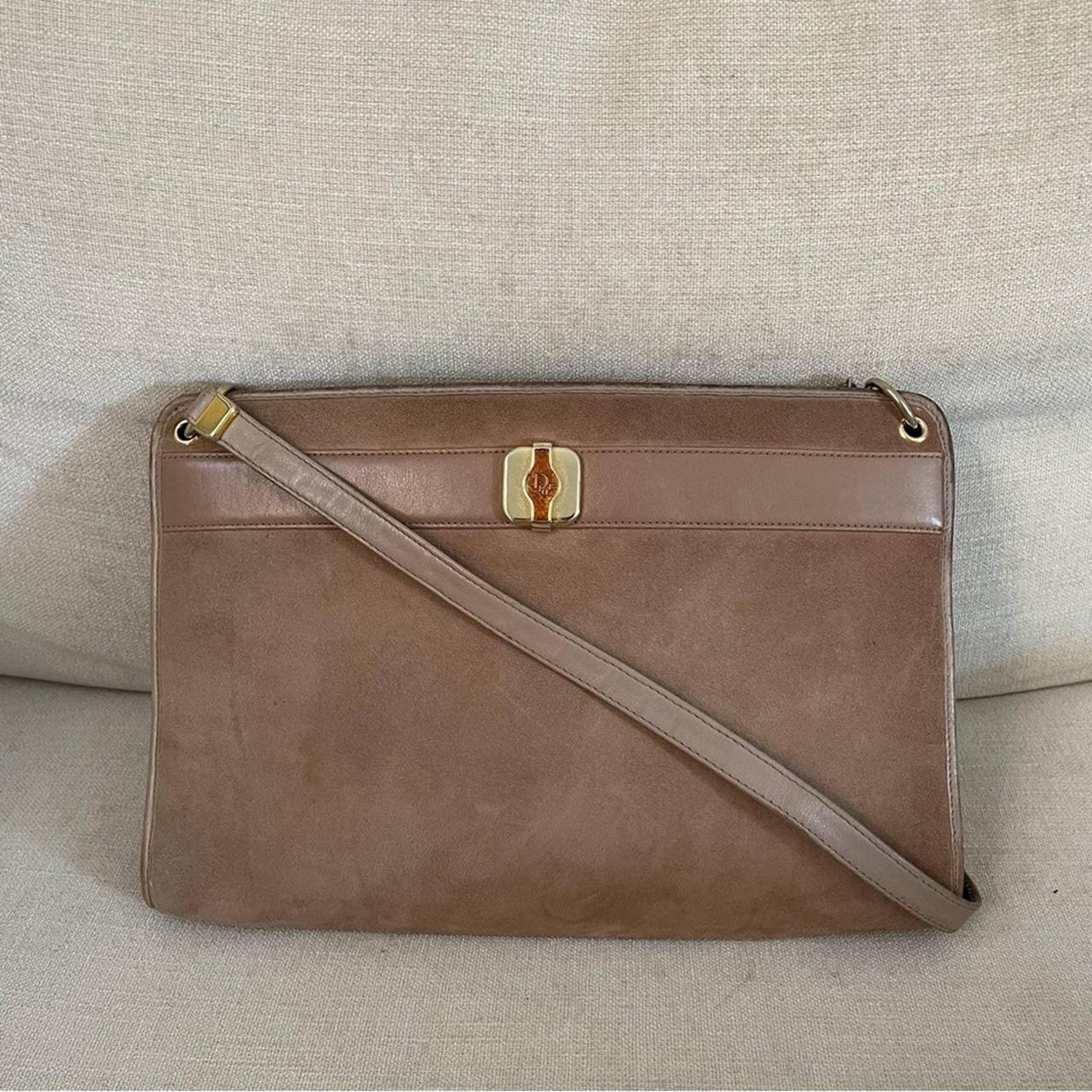 Auth CHRISTIAN DIOR Shoulder Bag Brown Leather Vintage