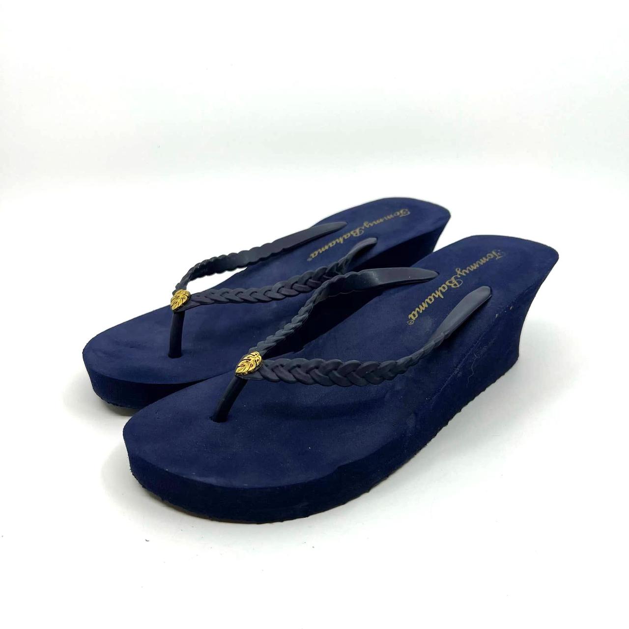 Tommy Bahama Navy Wedge Flip Flop Sandals , Size 6...