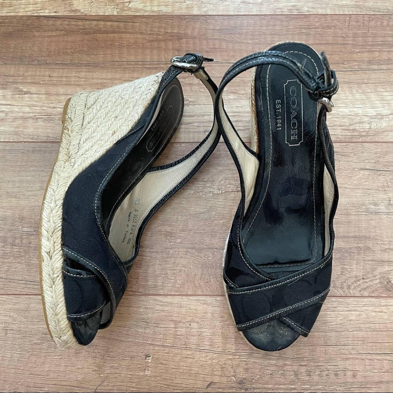 Coach black wedge cheap sandals