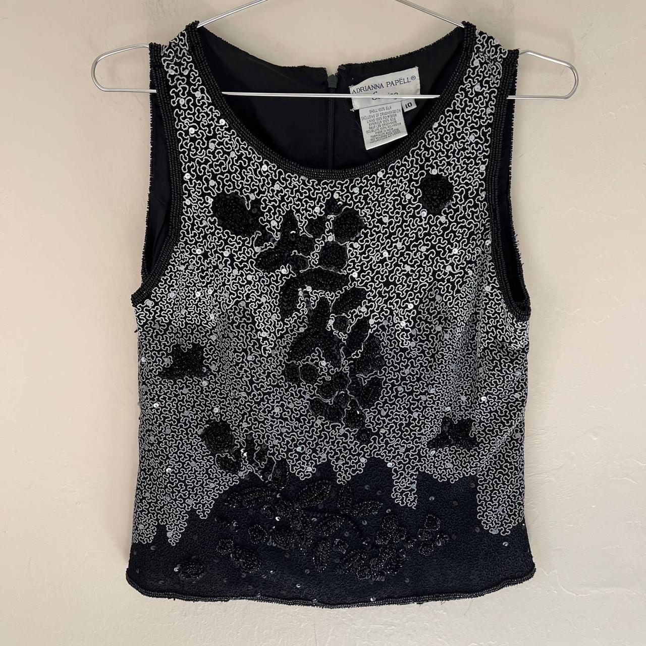 Adrianna Papell Evening 100 Silk Beaded Sleeveless Depop