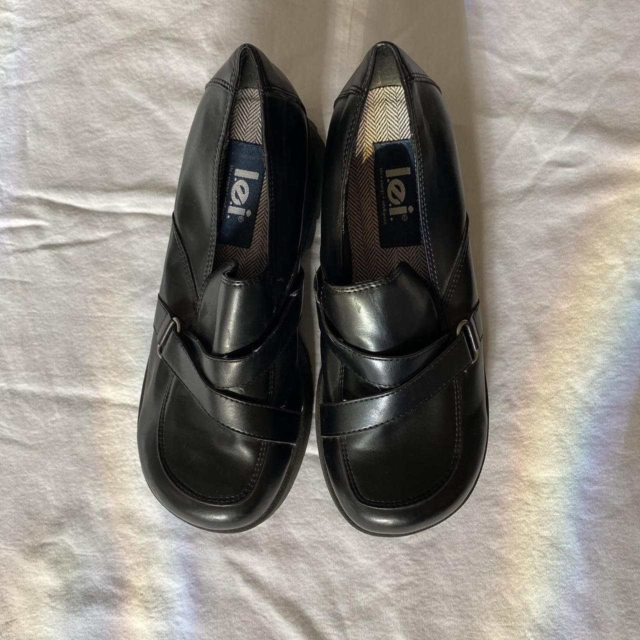 Lei black y2k faux leather clogs Women’s size... - Depop