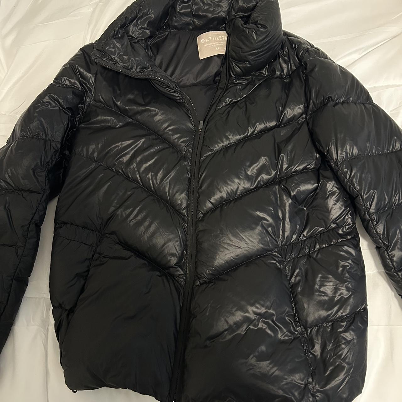 Athleta Black Puffer Jacket Size Medium Barely... - Depop