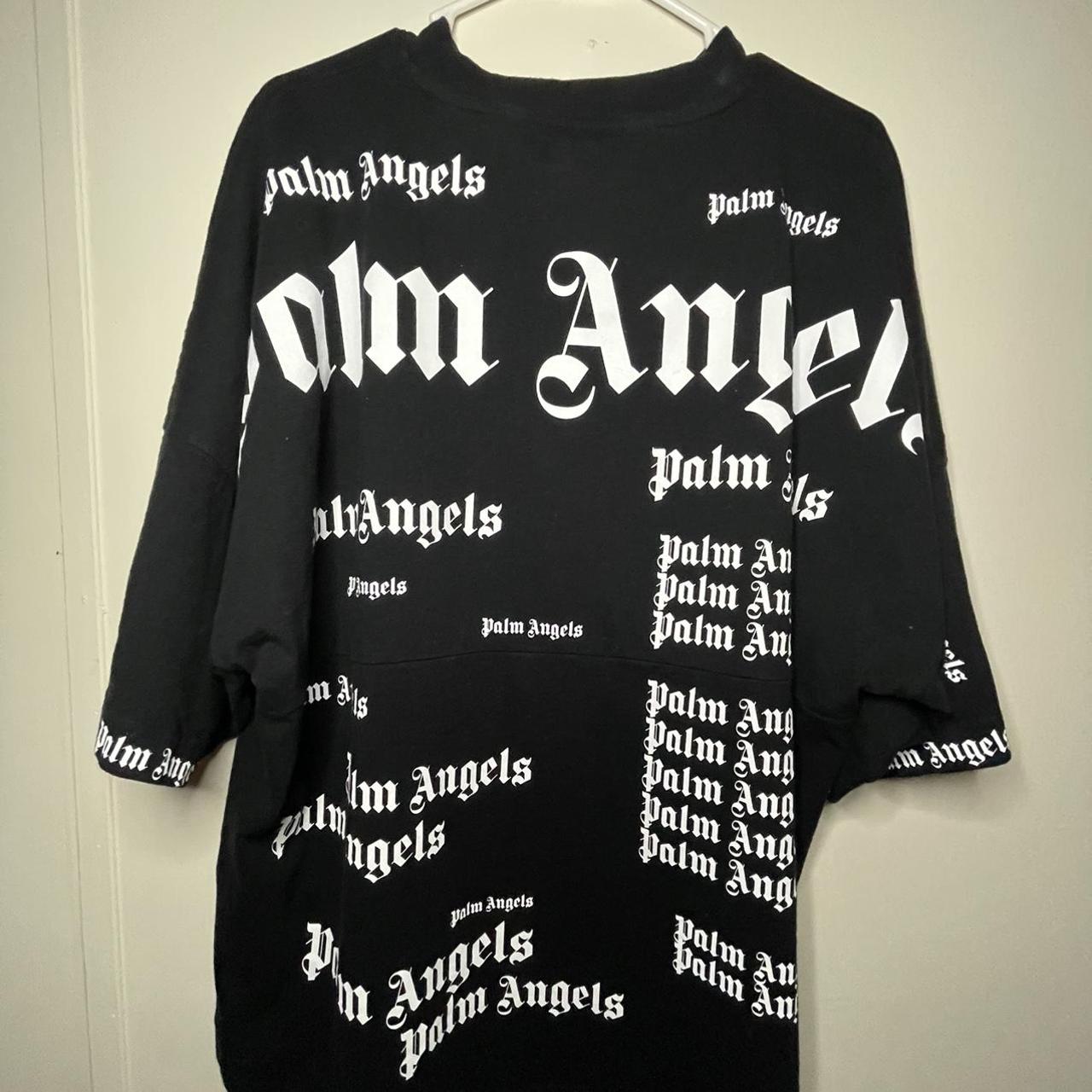 Palm Angels Men's Black and White T-shirt | Depop