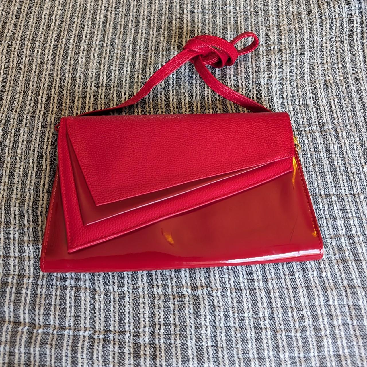 Vintage 80s clutch in bright pillarbox red. In... - Depop