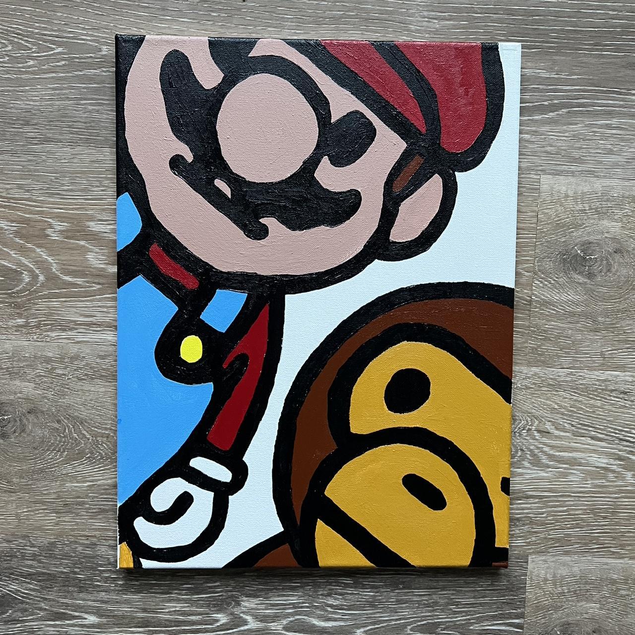 bape x mario hand painted by me acrylic on… - Depop