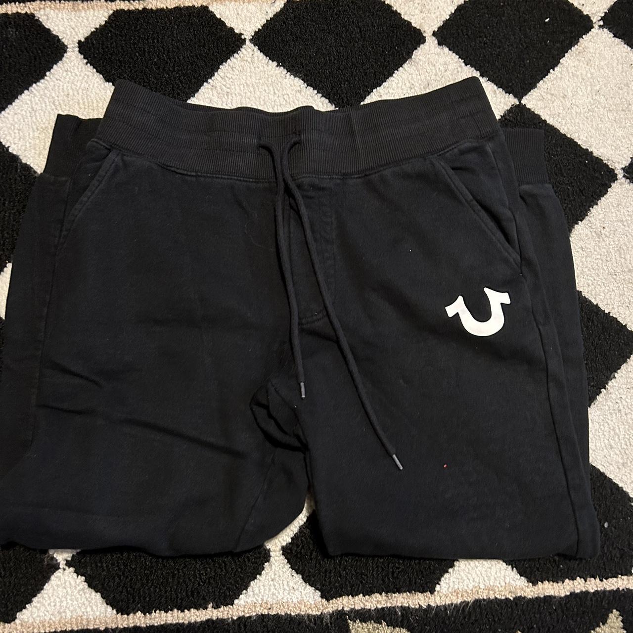 True Religion Women's Black and White Joggers-tracksuits | Depop