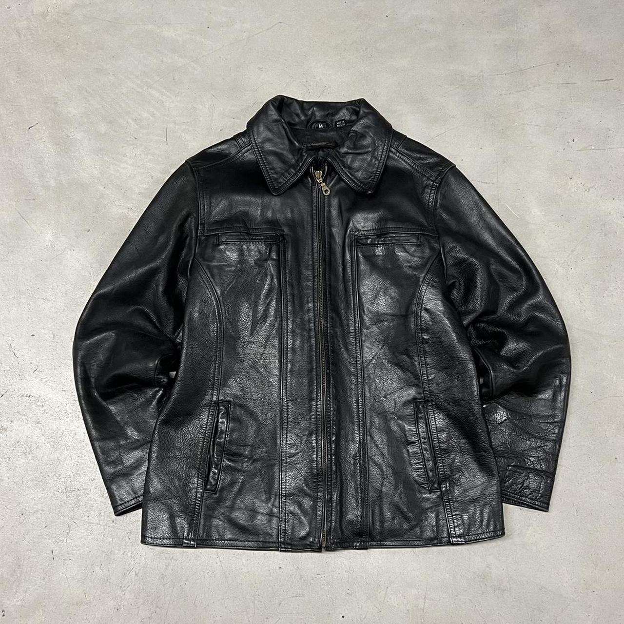 Vintage y2k Boyfriend Leather Jacket Avant garde (... - Depop