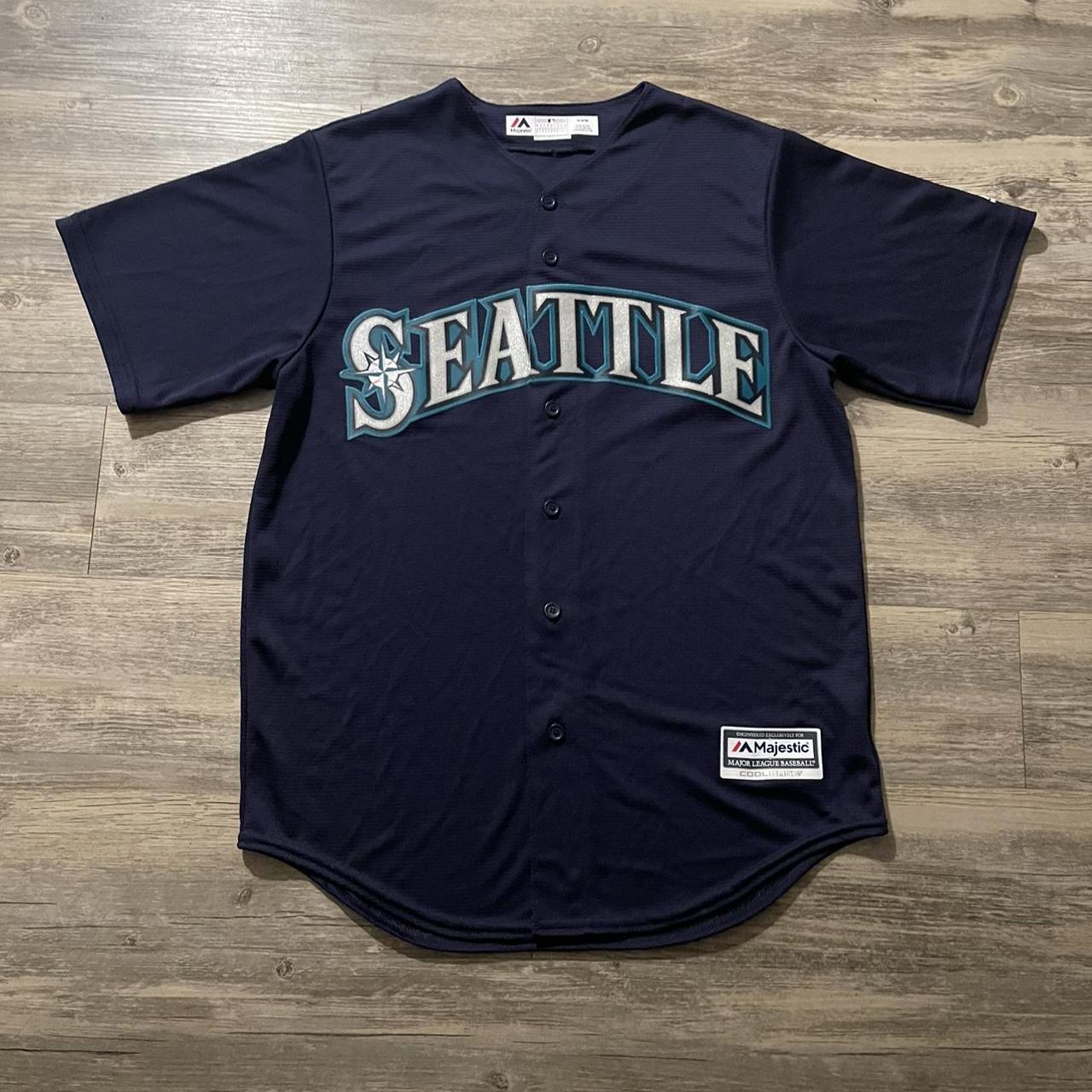 Men's Seattle Mariners Majestic Navy Official Cool Base Jersey
