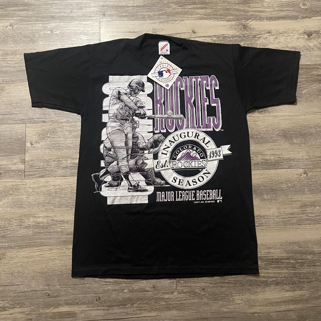 Colorado Rockies Shirt Mens Medium White Purple MLB Baseball Adult