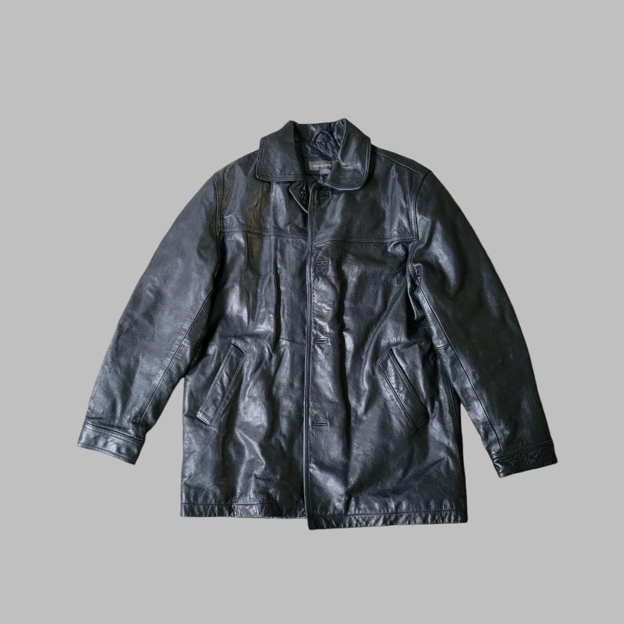 90s BANANA REPUBLIC leather jacket Vintage 90s black leather