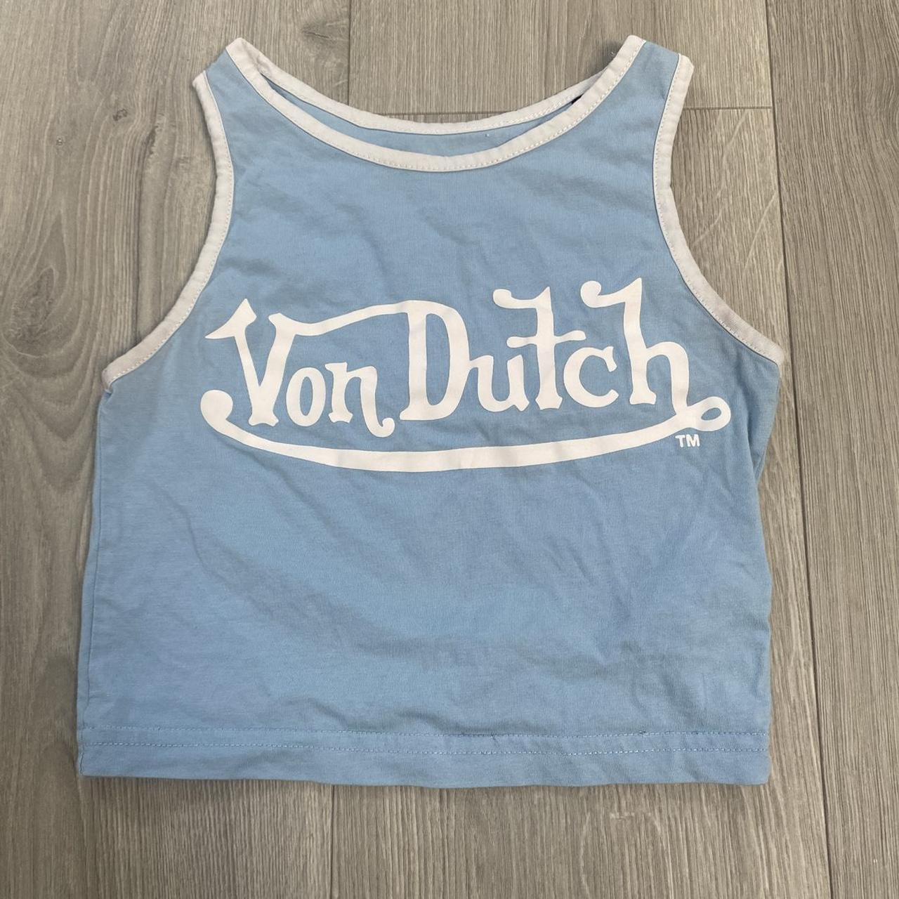 von Dutch baby blue vest crop top perfect for summer... Depop
